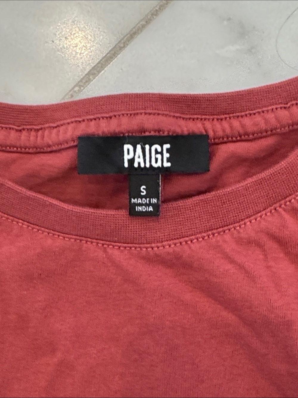 PAIGE Sigrid Tee Brick Red Short Puff Sleeve Tee - Picture 2 of 5